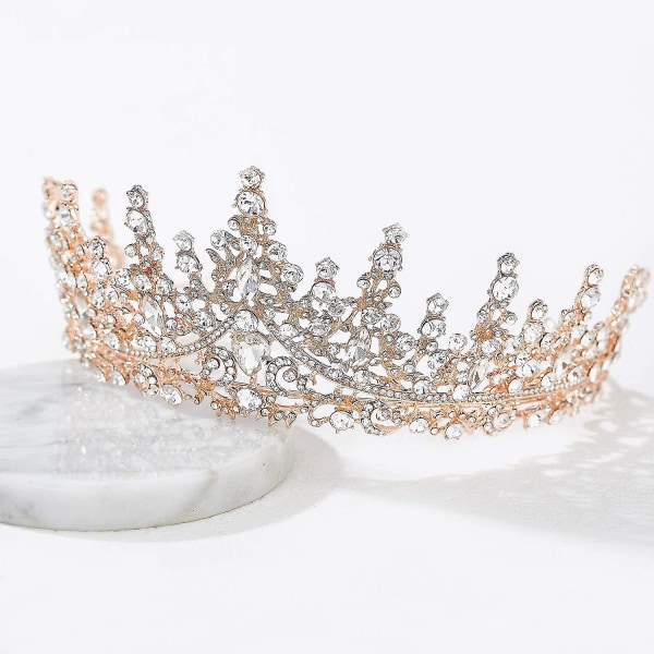 Crystal Wedding Tiara til kvinder, Royal Queen Crown pandebånd, Rhinestone Princess Hårtilbehør