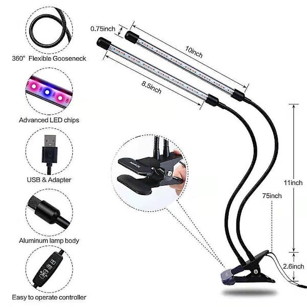 Led Vekstlys Dimmbare 10w 20w 30w Skrivebordsplanter