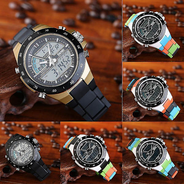 Mænds Cool Fashion LED Armbåndsur Dobbelt Display