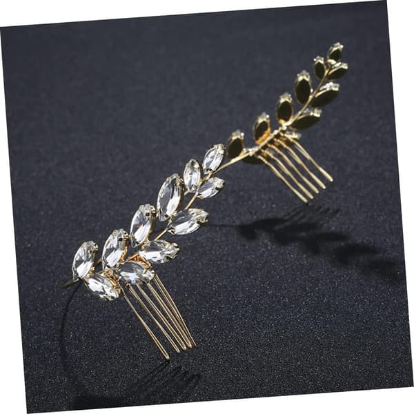 Olivenkvist Hodeplagg Brudekam Rhinestone Bryllupshårtilbehør Blader Sidekam for Kvinner Jenter Brudehodeplagg
