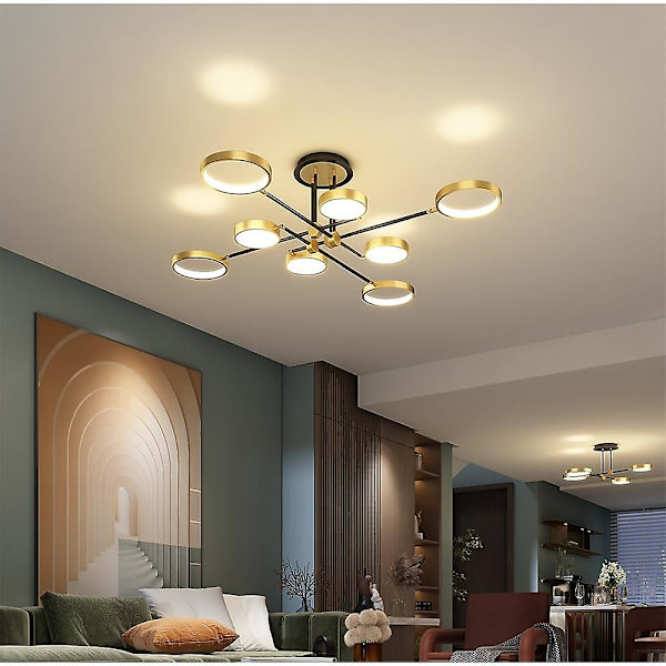 LED Loftlampe Dæmpbar Moderne Sort Guld Cirkel Design