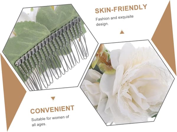 Hårkam i naturlig stil Brudeblomstkam Elegant bryllupshårtilbehør Damehodeplagg