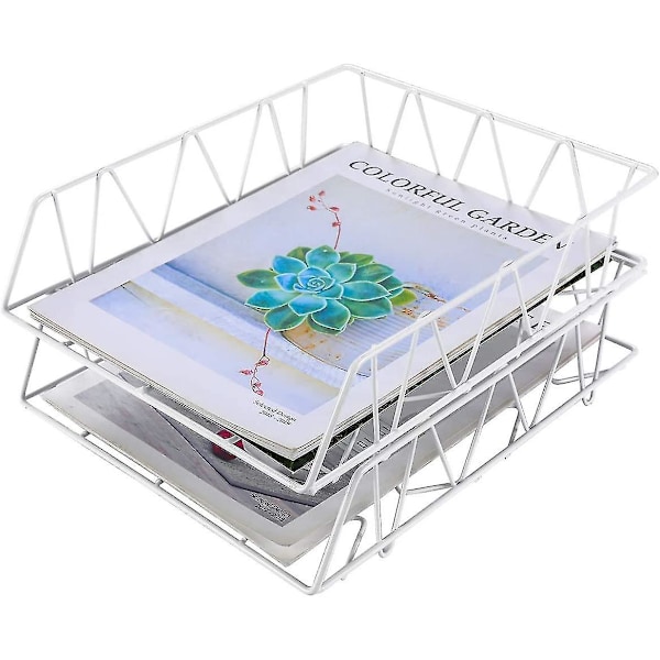 2-nivå A4 Metall In Trays Kontor Desk Tidy File Magazine