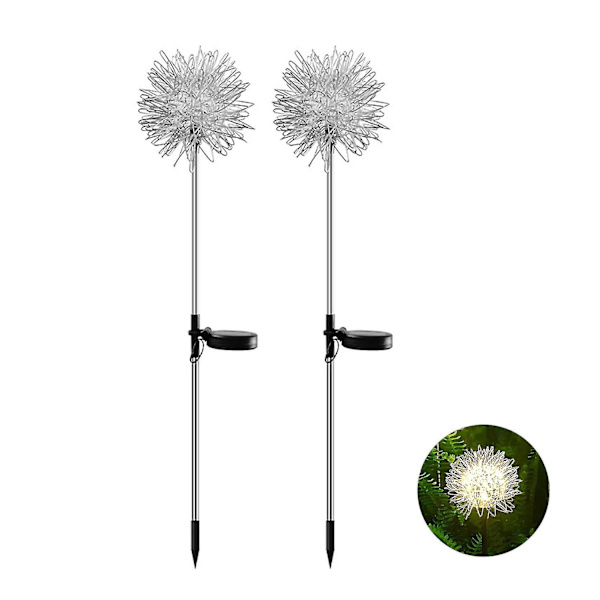 2 st Solar Dandelion Ljus Jordningskabel Vattentät