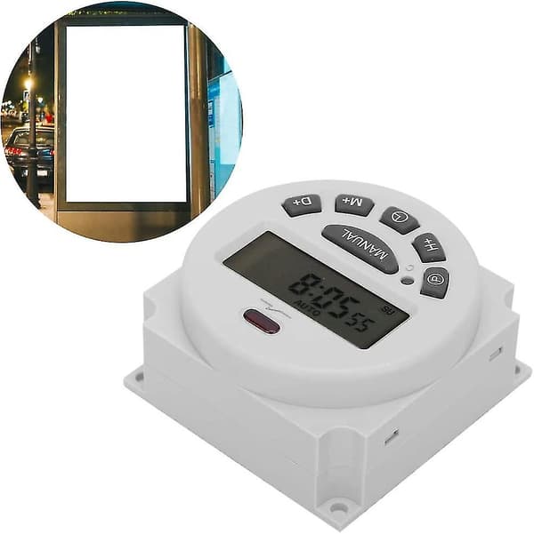 Digital Programmerbar Tidskontrolkontakt Mikrocomputer Elektronisk Timer (hvid) (1 stk)