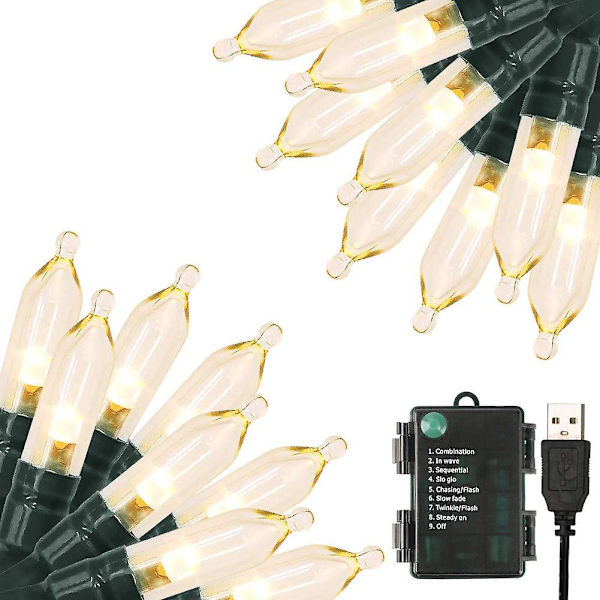 Gröna Praktiska Julbelysningar 33ft 100 Led Batteridrivna Ljuskedjor Med Timer Minnesfunktion Usb Eller Batteridriven Vattentät Ljuskedja För Inomhus