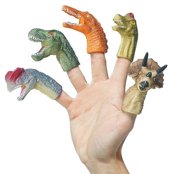 5 stk Mini tegneserie Realistisk Drage Dinosaur Finger Dukker Sett Rollespill Leke