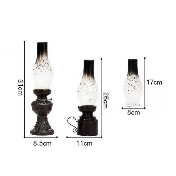 1 stk petroleumslampe Husholdningsretro nostalgisk lysestage Lysestage glasdæksel Lampe med stearinlys Hjemmefest Kontordekoration