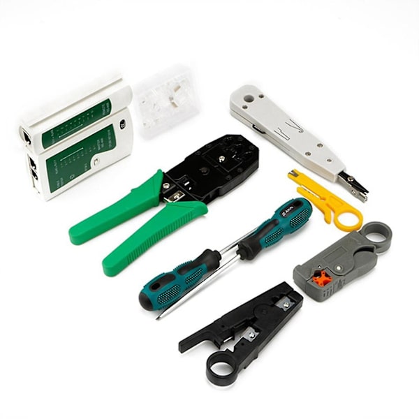2x Nätverkskabel Reparationsverktygssats Rj45 Rj11 Cat6 Kabeltestare Test Crimper Crimpning Underhåll-yuhao