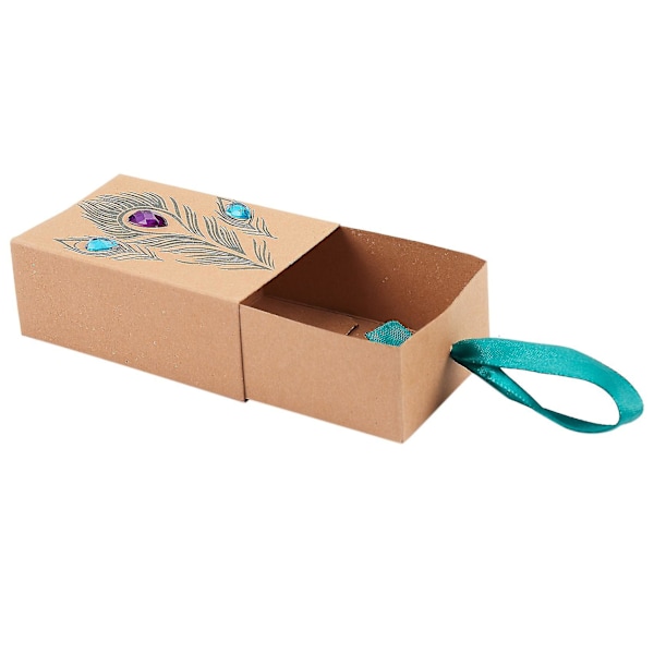 Fjäderlåda Design Bröllop Tillbehör Konstgjorda Rhinestone Kraftpapper Presentask Presentask