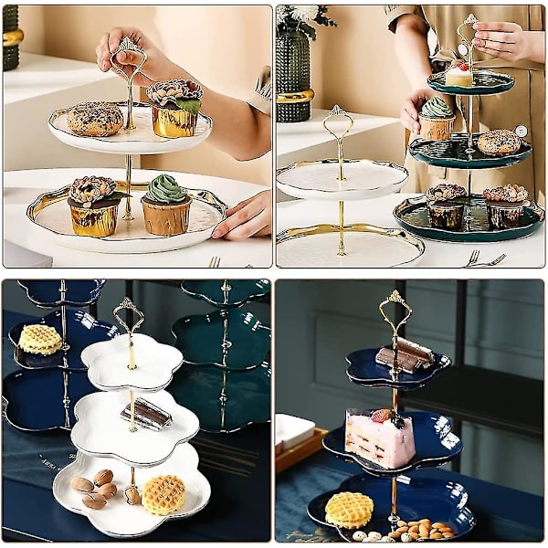2-tasoinen cupcake-telinejalusta kruunukahvalla, hedelmälautan tarvikkeet (kulta)