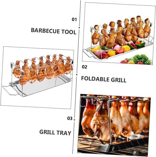 1 stk. Stegestativ i rustfrit stål, sammenklappeligt grillstativ