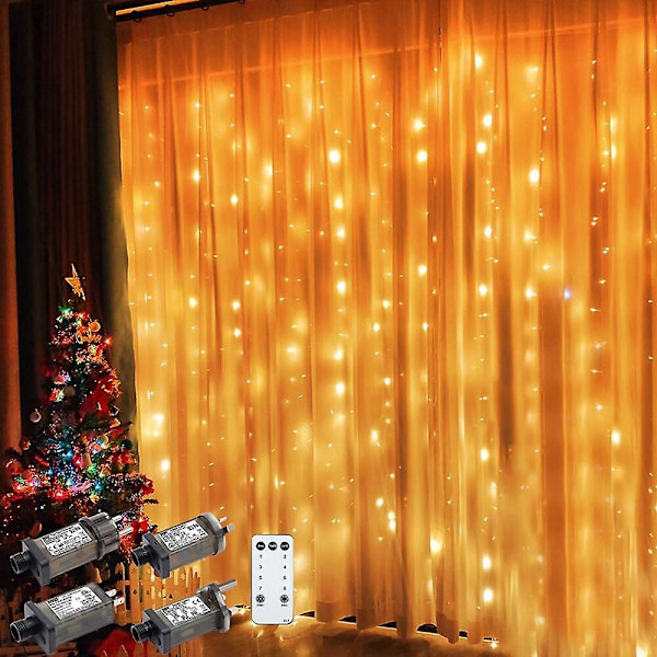 Utendørs julevindulys 3x3m 300LED 9 farger fjernkontroll