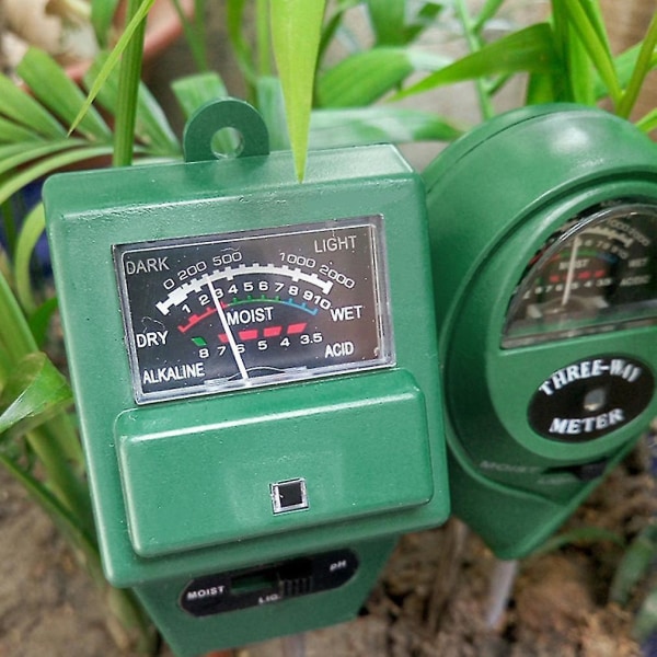 3 i 1 pH-tester for jord, vann og lys
