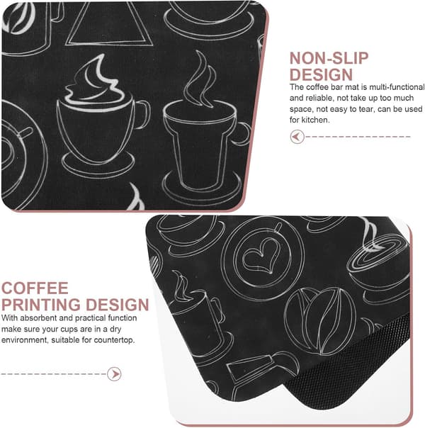 Kaffeoppvaskmatte Kaffemaskinmatte Svart Absorberende Sklisikker Multifunksjonell Matte