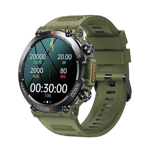 Trefaldig vattentät Smartwatch med samtal, musik, väder, 1,39 tum, pulsmätare, blodtryck, blodsyre Gray