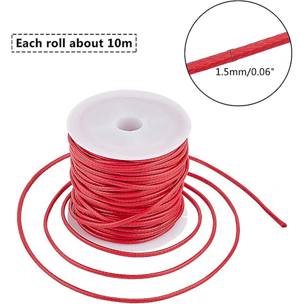 12 Farver 10m/rulle Voks Tråd. 1,5 Mm Polyester Snøre Vævet Reb Til Armbånd