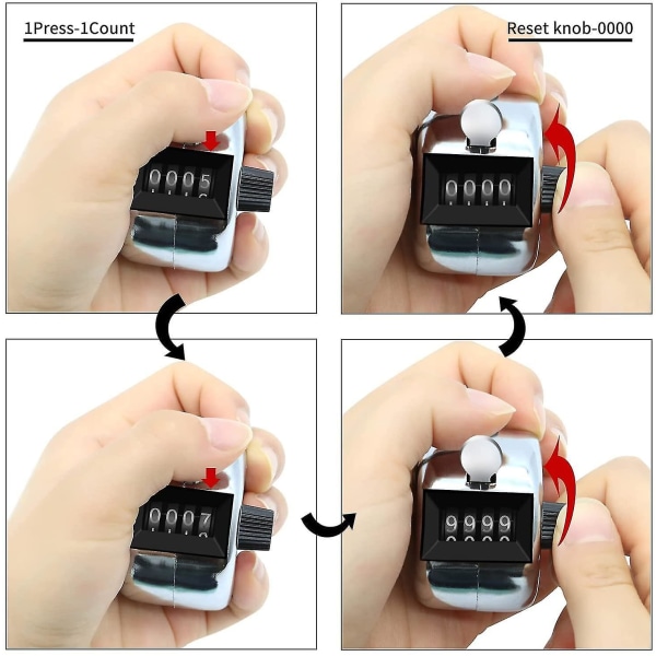 Metal Håndtæller 4-cifret Lap Counter Clicker