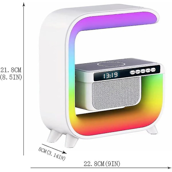 Trådlös Laddningslampa, 7 Färgväxlande Bluetooth-högtalare Väckarklocka med Ljus, RGB Bordlampa med Bluetooth-högtalare