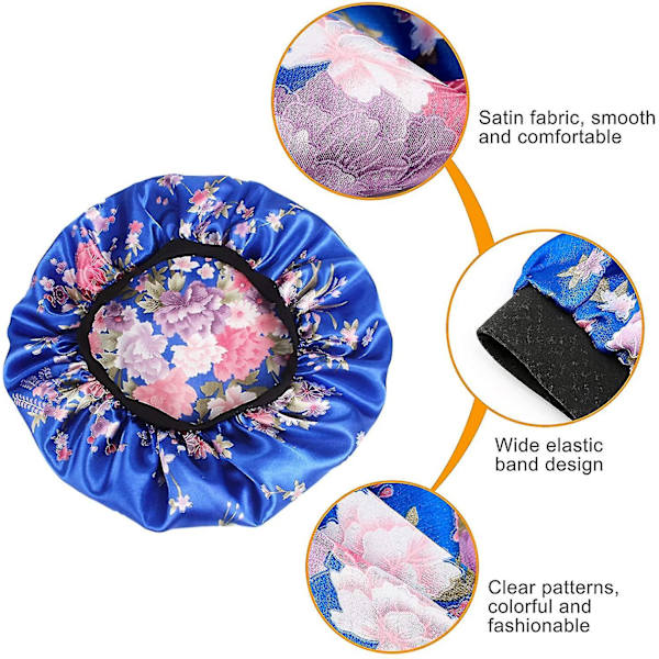 3 stk. Sovehue Satin Bonnet Bred Elastik Silke Sovehue Blød Sovehue