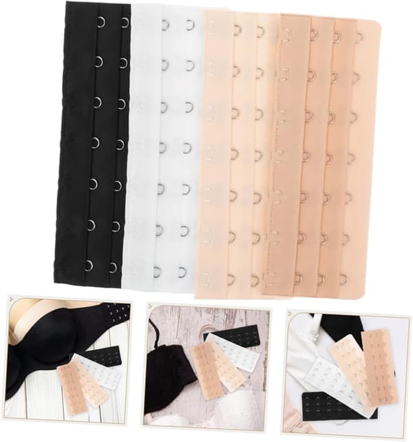 8 stk. BH-forlængere 7 kroge Rustfrit stål BH-rygforlængere Elastiske undertøjsforlænger-spænder