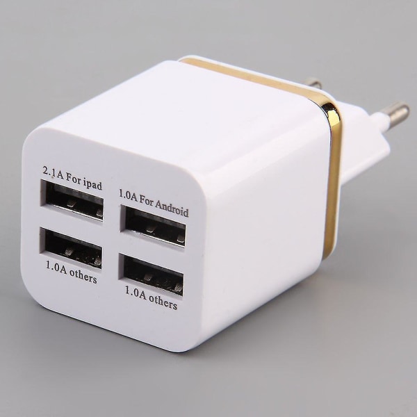 Universal 4-ports USB Reisevegglader EU-pluggadapter