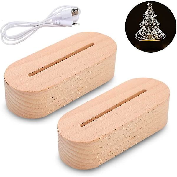 LED Lys Display Base, Træ USB Lys Base Stativ Dekorativ Pynt