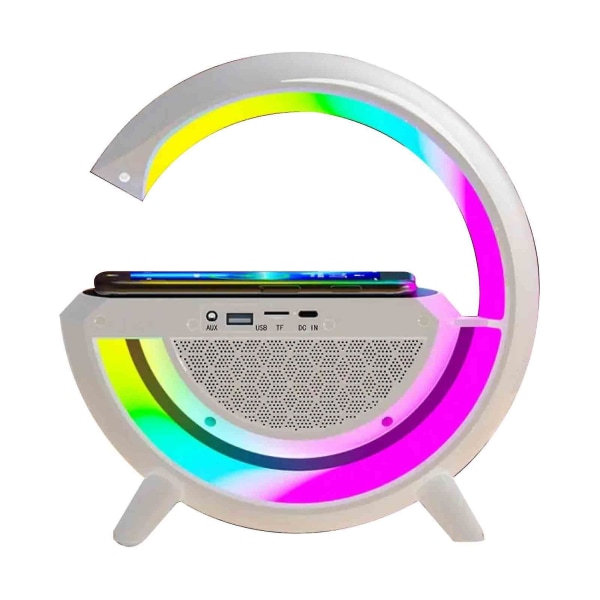 Nattlampa Bluetooth-högtalare LED Trådlös Laddning Timer Väckarklocka Lampa Nyligen Anlänt