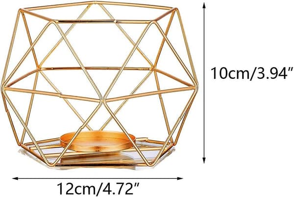Te-ljusstake - 2-pack Guld Post Kandelaber Geometrisk Te-ljusstake