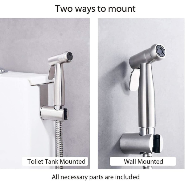 Bidet toiletsprøjte/håndholdt sprøjte i rustfrit stål med krog, nem at installere, til personlig hygiejne og håndvask-toiletsprøjte