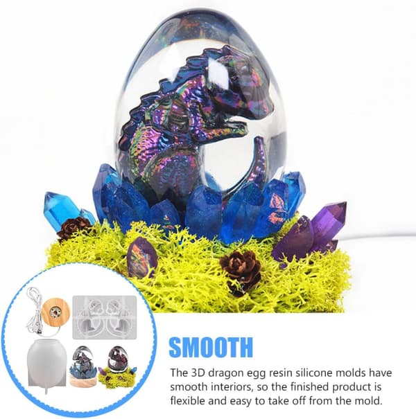 Drageegg silikonform Drage støpeform med 8 cm hvit lysbase
