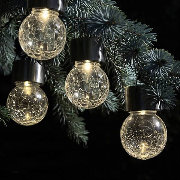 12 stk. Crack Ball Solcelle Lysekrone Glaskugle, Solcelle Lysekrone warm light