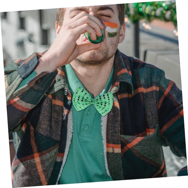 1 set irländsk paljettfluga och slips Patrick Day Celebration Kostymtillbehör