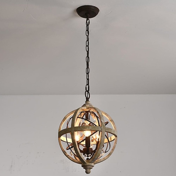 30cm Globe Design Chandelier Led Pendellampe Træ