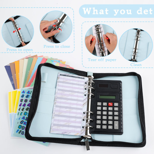 Kassebog Binder Budget Planner Notebook Cover Mappe A6 Størrelse 6 Hul Binder Blue