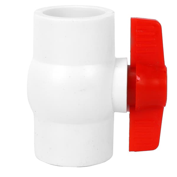 3x 50mm/2 tommer Slip-ender Vannkontroll PVC Kuleventil Hvit Rød