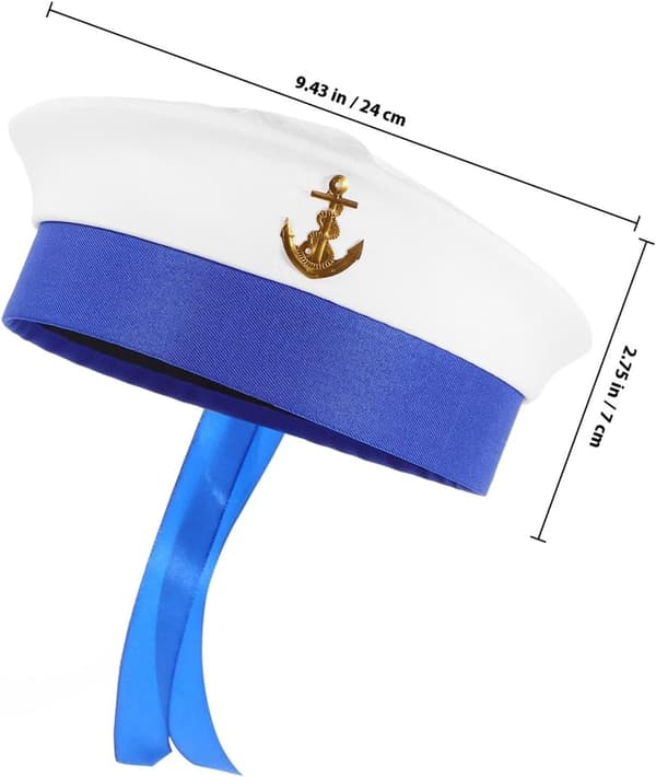 Båt Sjømann Cosplay Hatt rund Hvit Polyester Hatt med Sjarmerende Elegant Stil Solid Konstruksjon Utmerket