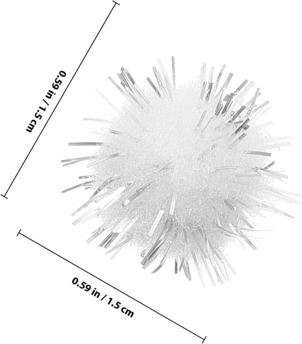 2000 stk. Mini Glitter Pomponer Fluffy Håndværkskugler 1,5 cm Hvide Pufkugler til DIY Kunst