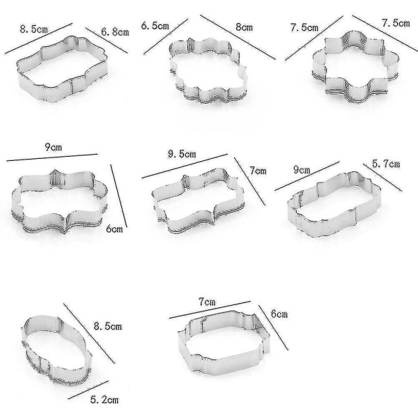 8-delad Mousse Ring i Rostfritt Stål Ångad Bunke Keksform Set DIY