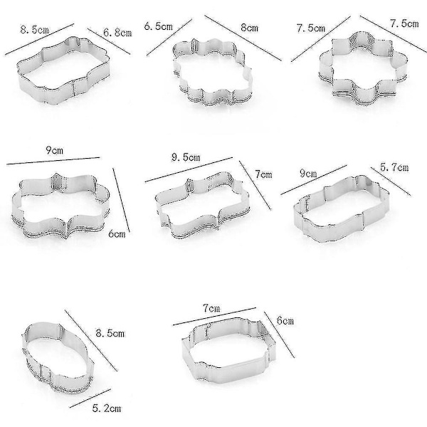 8-delt Sæt af Mousse-ringe i Rustfrit Stål til Dampet Brød, Kiksforme, DIY