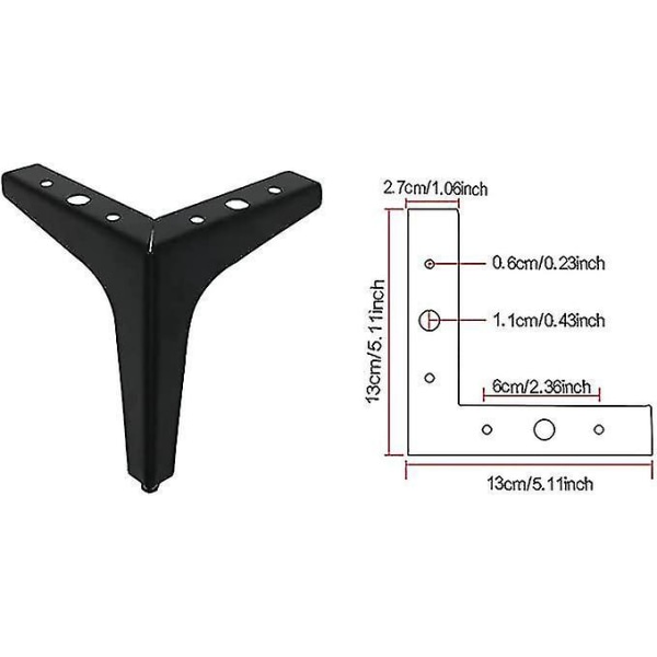 4 stk Møbelføtter Svart DIY Bordbein Skapføtter