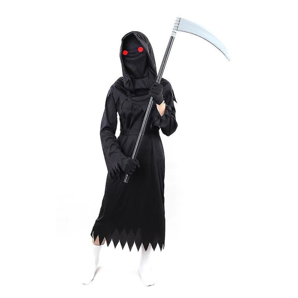 Uhyggelig grim-reaper-kostume til børn med røde og le gyser-fancy outfits 12-14 Years