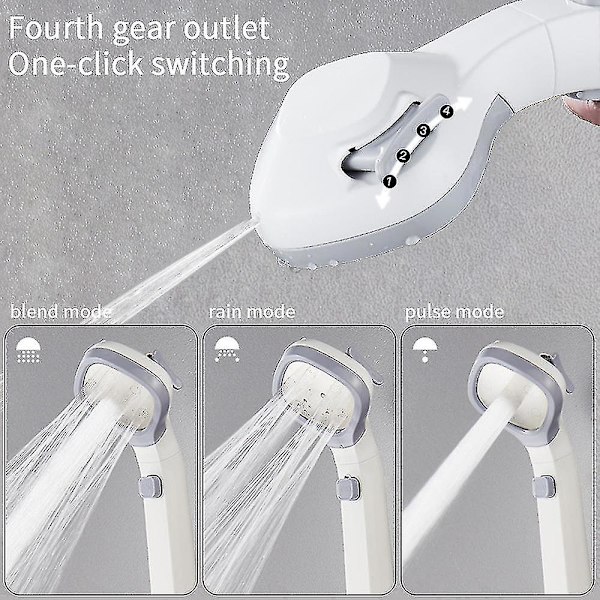 Universal Højtryks Bruseshowerhoved 4-Modes Bruseshowerhoved Grey White