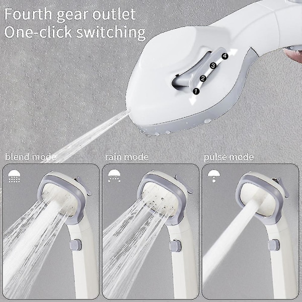 Universal Høytrykks Dusjhode 4 Moduser Dusjhode Grey White