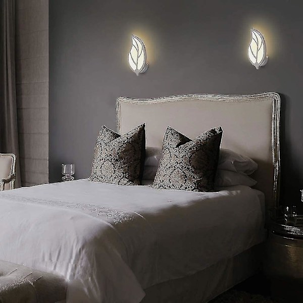 Bladformad LED-vägglampa - Modern design i metall och akryl - Sovrum, Hall, Vardagsrum (1 stycke, varmvit ljus)
