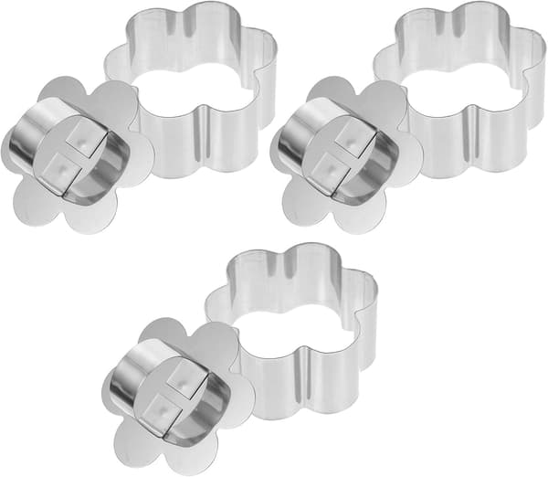 3 sett plommeblomst kake mousse ringer rustfritt stål kakeform med glatte kanter