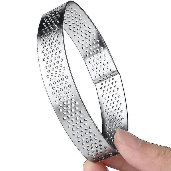 9 Pakk Rustfritt Stål Tart Ring, Varmebestandig Perforert Kake Mousse Ring Kake Mousse Former Circ