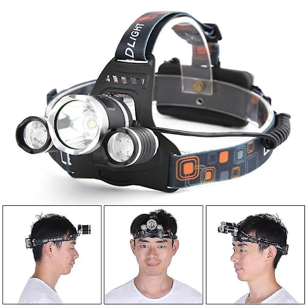 Vandafvisende Genopladelig LED Pandelampe Fiskeri Camping Lommelygte