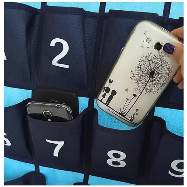 Nummerert arrangør klasseromslommeoversikt for mobiltelefoner (36 lommer)