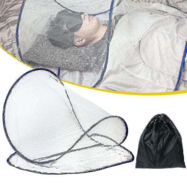 Ultrakevyt kannettava pop up -hyttysverkkoteltta, minikokoinen kokoontaitettava hyttysverkko päähän, makuupussi hyönteisverkko, sopii vuodevaatteille.